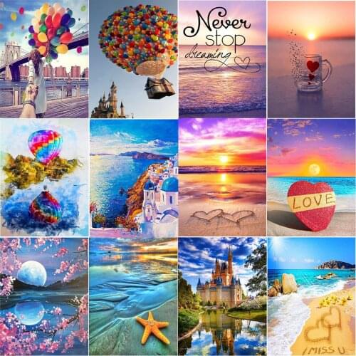 5D Diamond Painting Love Beach Full Diamond Mosaic Cross Stitch Embroidery Set Landscape Sunset Christmas Gift Household Items