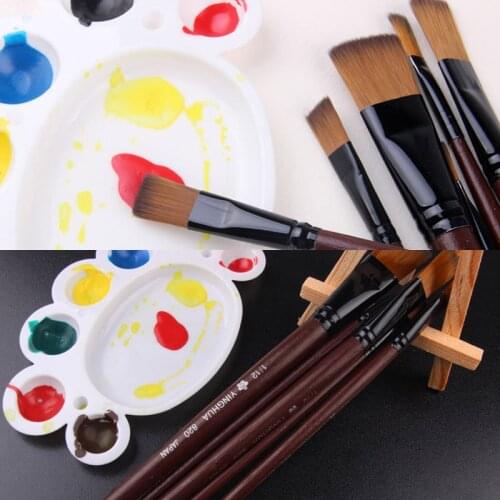 6pcs/set Artist Nylon Oil Painting Brush Pen for Paint Wooden Handle Paint Brushes For Acrylic Painting Student school Supplies