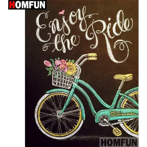 HOMFUN Full Square/Round Drill 5D DIY Diamond Painting "Letter bicycle" 3D Embroidery Cross Stitch 5D Home Decor A13584