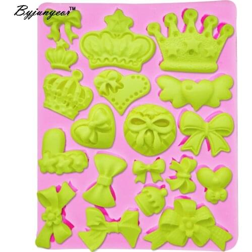 Byjunyeor M198 Bows Design UV Resin Silicone Mold Fondant Chocolate Candy Lollipop Crystal Epoxy Soft Clay Bake Tool