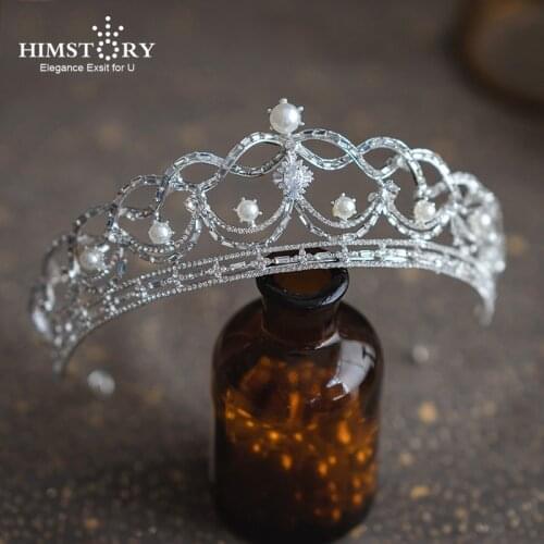 HIMSTORY Wave Shape Wedding Crown Tiaras Romantic Women Headband Engagement Hair Ornaments Princess Headdress Diadem Headpiece