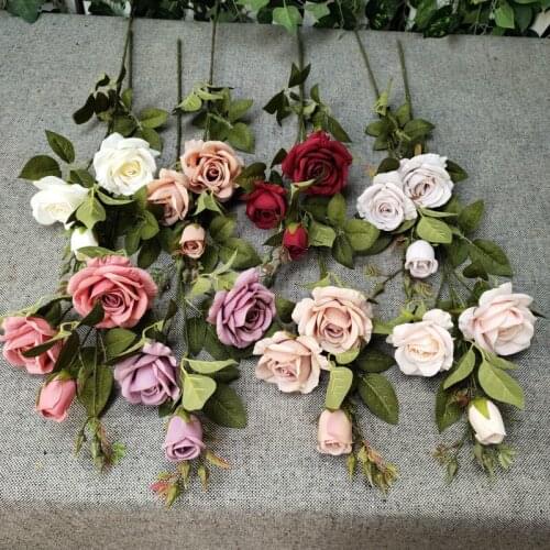 Artificial Flower Crescent Rose Bouquet Home Decoration Living Room Bedroom Decor Wedding Plastic Party Decoration christmas