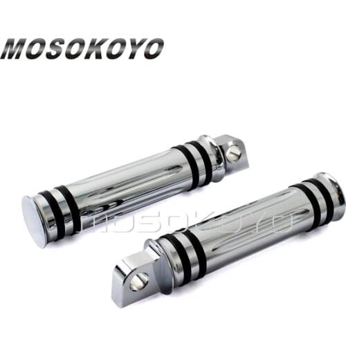 Round Motorcycle Chrome Male-Mount Footpeg Foot Rest for Harley Chopper Cafe Racer Touring Softail