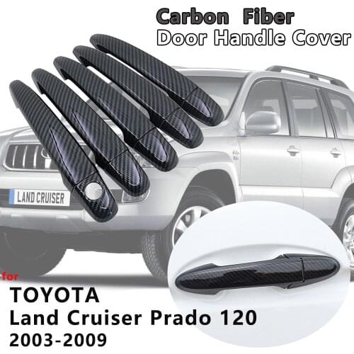 For Toyota Land Cruiser Prado 120 J120 L120 2003 2004 2005 2006 2007 2008 2009 Carbon Fiber Door Handle Cover Trim Accessories