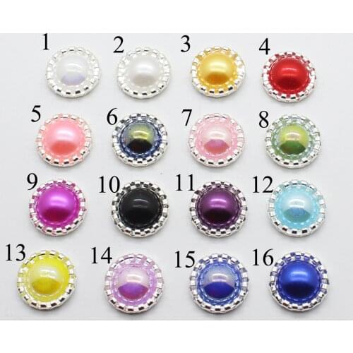 LKERAN 2020 New 20Pcs / bag 12mm light AB Pearl Buttons Silver Round Metal Button Embellishment button DIY accessories