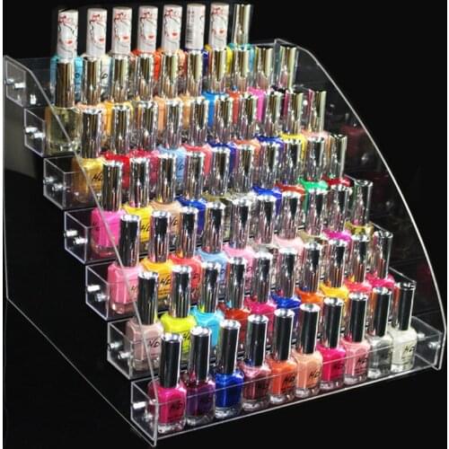 Fashion Clear 7 Layers Nail Polish Rack Cosmetic Organizer Lipstick Holder Makeup Storage Shelf Nail Tools Display Container