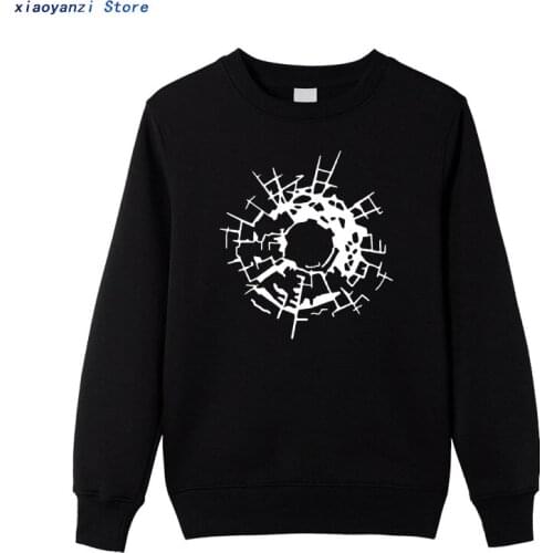 Bullet Holes Glass Art is here Men sweatshirts Fashion Funny Cotton pullovers hoodies sportwear Brand