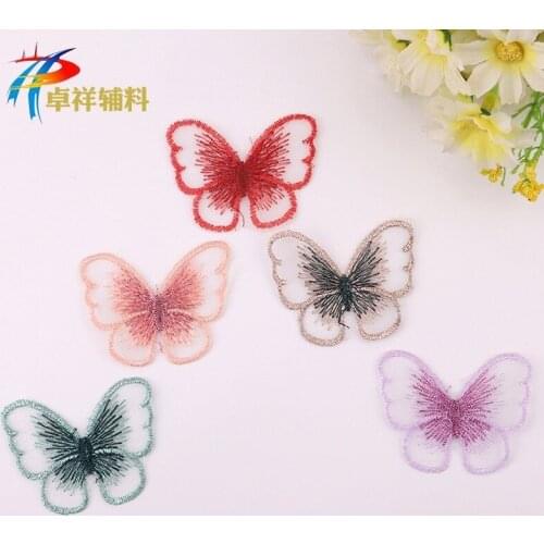 50pcs/lot Embroidery Patches Lace Yarn Butterfly Clothing Decoration Sewing Accessories Diy Iron Heat Transfer Applique