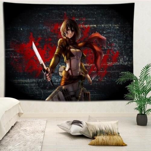 New arrival custom Attack On Titan printing tapestry More Size home living room bedroom decorative wall blanket