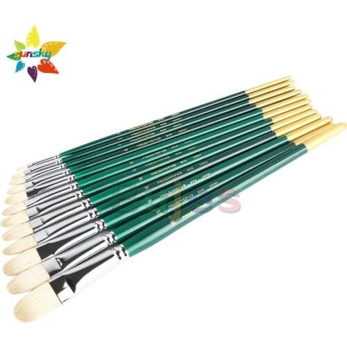 Original hwahong 808 Chongqing bristle hair brush Hazelnut shaped Cat tongue brush Acrylic Gouache Oil painting art supplies