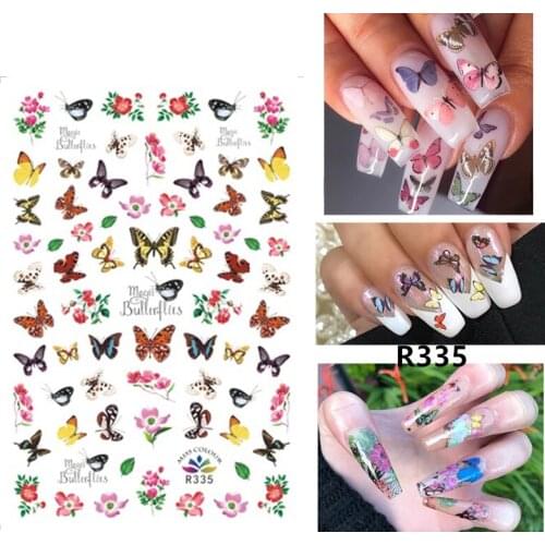 Self-adhesive 3D Stickers for Nails Leopard Butterfly Flowers Nail Art Decorations Small Size Fashion Stickers Women Nail Foil