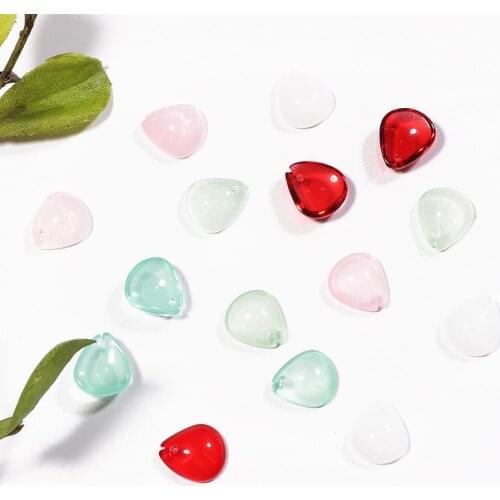 10pcs/lot 12mmx10mm Colour Glass Beads Charm Leaf Flower Drop Petal Beads for DIY Jewelry Findings Craft Making