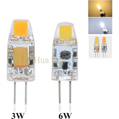 10Pcs Mini G4 COB LED Bulb 3W 6W AC/DC 12V Chandelier Lamp Replace for Halogen Crystal Light Spotlight Warm Cold White Dimmable