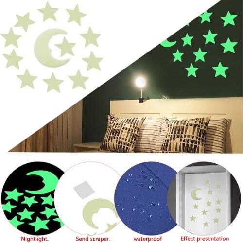 Stars Glow In The Dark Wall Stickers Luminous Fluorescent Wall Stickers For Kids Baby Room Bedroom Ceiling Home Decoration 1 Set