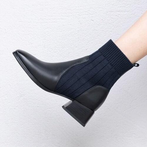 SKLFGXZY Boots Female New Cow genuine leather boots women round toe platform boots round toe autumn winter ankle boots female