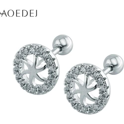 Star earrings zircon stud earrings women simple stud stainless steel earrings crystal double sided ohrringe boucles d'oreilles