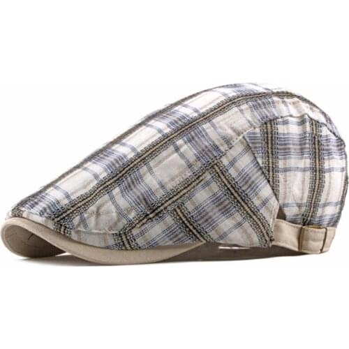 Womens Beret Fashion Plaid Hat Unisex Spring and Summer Casual Cap Forward Cap Beret Hat