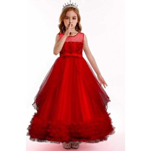 4-12 Age Kids Bridesmaid Dress For Girl Long Lace Prom Gowns Flower Girl Party Wedding Dress Children Evening Clothing 2021 New