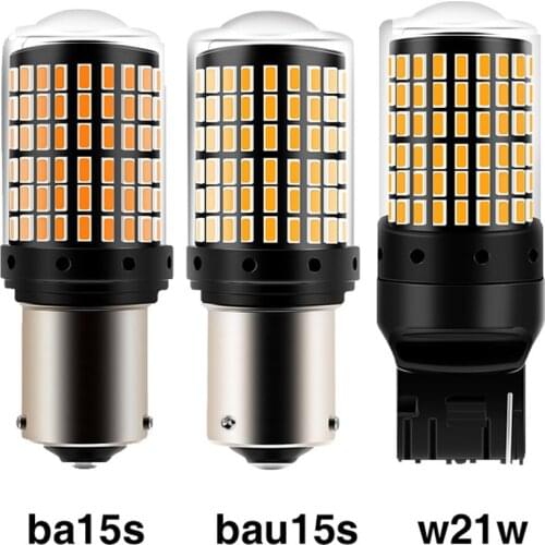 1PCS T20 7440 W21W LED Bulbs 144smd led CanBus 1156 BA15S P21W BAU15S PY21W led lamp Turn Signal Light Reversing lights No Flash