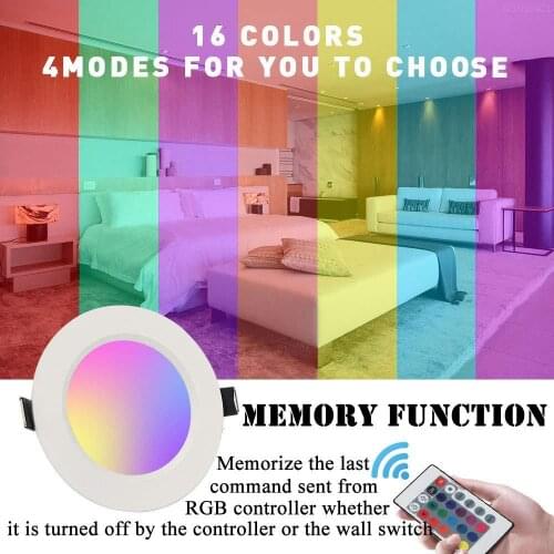 10W LED RGB Ceiling Lamp 85-265V 16 Colors Change Romote Control Downlight Romote Controller LED Light Party Decoration