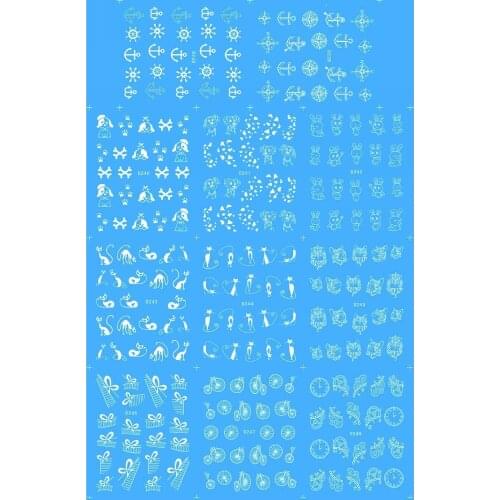 11 PACKS / LOT NAIL TATTOOS STICKER WATER DECAL NAIL ART WHITE ANCHOR DOG RABBIT CAT D SERIAL D238-248W