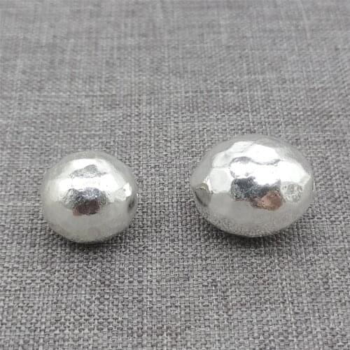 2pcs of 925 Sterling Silver Hammered Round Ball Beads Oval Spacer for Bracelet