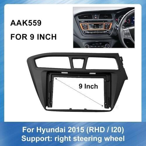 9 inch Car Audio Stereo Receiver Frame For-Hyundai Right Peptide I20 2015 GPS Navigation Fitting Adaptor Dash Trim Kits Panel