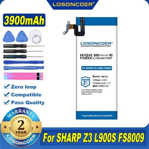 100% Original LOSONCOER HE312 HE309 Battery 3500mAh For SHARP Z3 L900S FS8009 Battery Mobile Phone