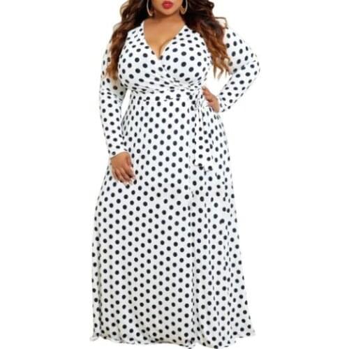 Plus size Long Dress Dot Print Boho Beach Dress Tunic Maxi Dress Women Party Dress Sundress Vestidos de festa 5XL