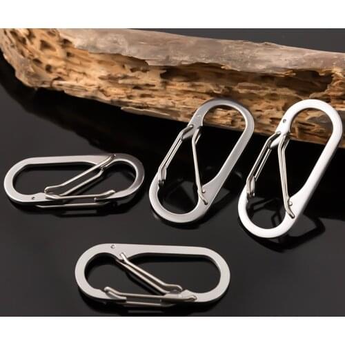 Stainless steel double anti-theft keychain EDC metal figure 8 buckle Outdoor multifunctional carabiner