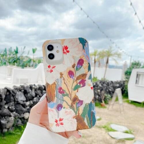 Retro abstract painting Flowers art Phone Case For iPhone 11 Pro Max Case Cute Silicone cover for iPhone XS XR X 7 8 Plus cases