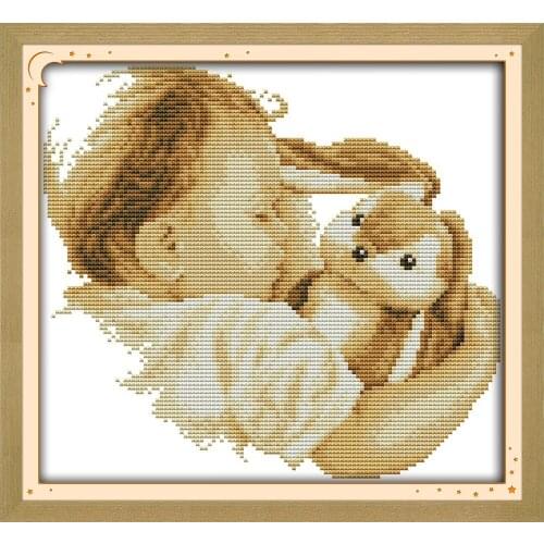 Baby and his doll Printed Canvas DMC Counted Chinese Cross Stitch Kits printed Cross-stitch set Embroidery Needlework DIY