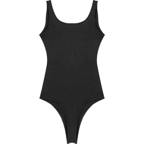 Women Ladies Sleeveless Deep U Open Back Active Workout Running Gym Sports Leotard Bodysuit Jumpsuit Top Casual Dance Costumes