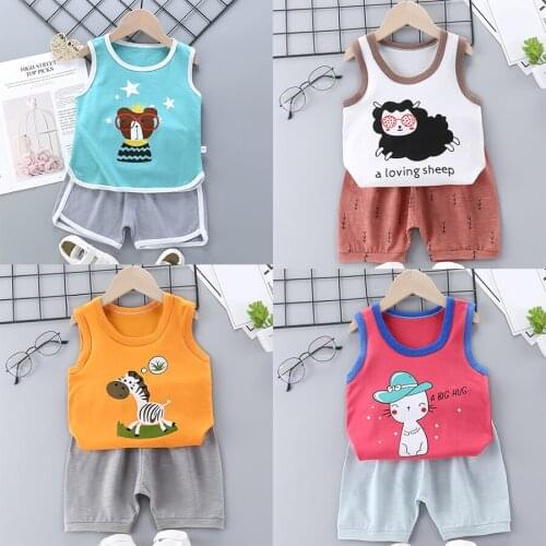 For 0-6 Yrs Cotton Summer Baby Clothing set Children Soft Shorts Suit Tank tops Boy Girl kids Dinosaur Infant cheap stuff Outfit
