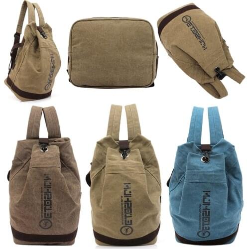 Canvas Basketball Backpack 4 Colors Men Vintage Drawstring Canvas School Backpack Fashion Brief High Capacity Sport Travel Bag