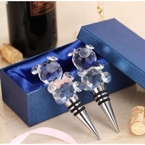 Crystal Bear Wine Bottle Stopper Cork Crystal Swan Beverage Closures Champagne Wine Stoppers Wedding Gift Bar Accessories SN3915