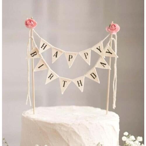 Cupcake Decoration Party Banner 1Pcs Cloth Baby Shower Supplies Multi Purpose Happy Birthday Cake Flags for Wedding