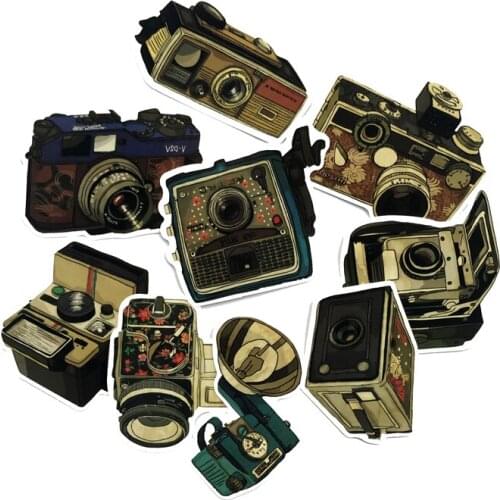 9Pcs Classic Retro 2021 Camera Sticker Decal For Phone Car Laptop Bicycle Notebook Backpack Case Waterproof Kids Toy Stickers