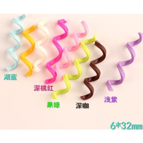 Mini order 20pcs 6*32mm Colorful Waves Polymer Clay DIY Jewelry Resin Cabochon Ornament Accessories