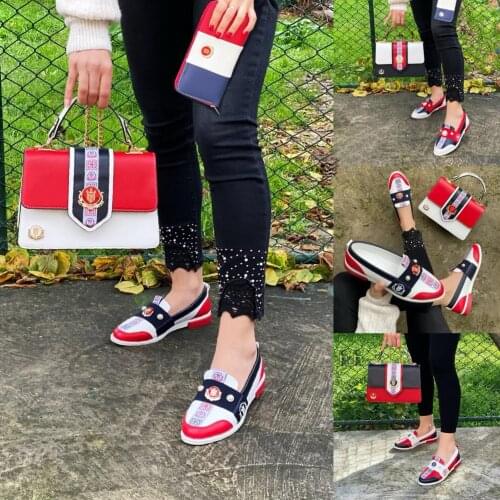 Miss Melisa Shoe and Bag Tmy Blue,Red,white color flat shoes and bag set B119