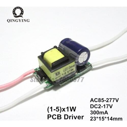 20pcs 1-5x1w High Power LED Driver Power Supply 300mA AC85-277V DC2-17V 1x1w 3x1w 5x1w Constant Current Lighting Transformers