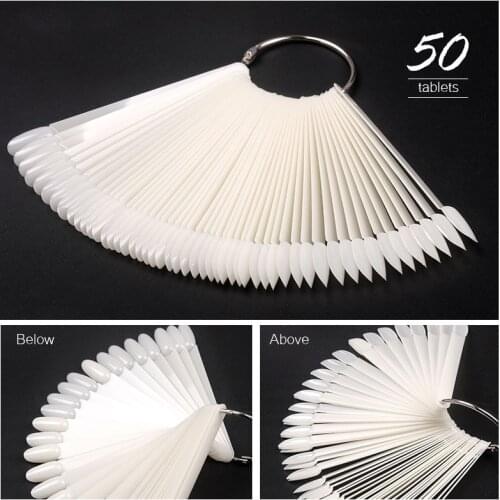 50pcs white clear false nail tips billboard fan-shaped varnish color card manicure Nail Art practice show display tools