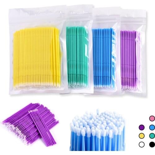 Disposable Swab Micro Brush for Eyelashes Extension Individual Lash Gel Remove Micro Makeup Brush For Grafting Eyelash Tools