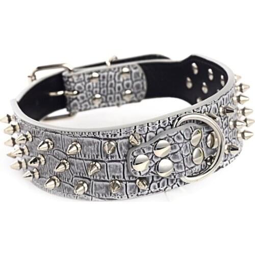 Bulldog Collar Spiked Metal Collar Anti-bite Collar Dog Collar Terrier Medium Large Dog Collar PU Necklace Dog Leash Seat Belt