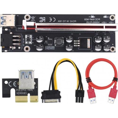 PCI-E Pcie Riser 009 Express 1X 4x 8x 16x Extender PCI E USB Riser 009S GPU Dual 6Pin Adapter Card SATA 15pin For BTC Miner