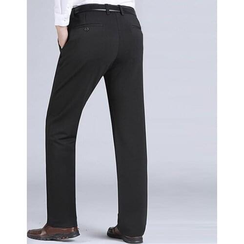Skin-friendly Trousers Solid Color Straight Suit Pants for Business
