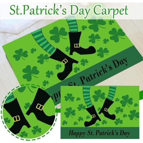 WUJIE Green Kitchen Rug for St. Patricks Day Doormats Home Non-slip Mat Area Rugs for Living Room Carpet Anti-slip Floor Mat