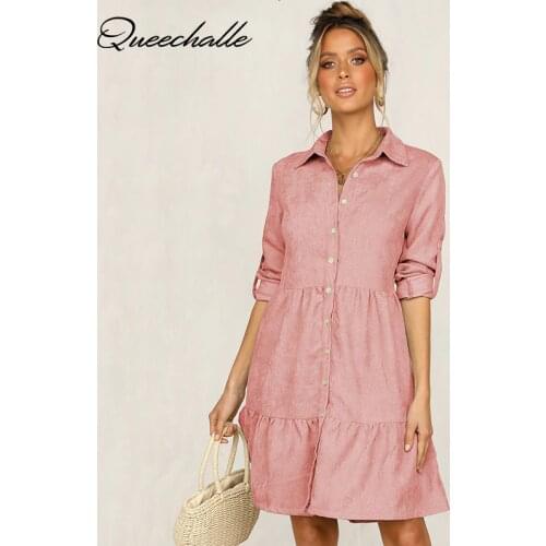 QUEECHALLE Fashionable Shirt Dresses