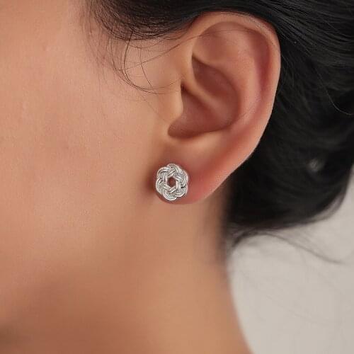 Retro Celtic Knot Wreath Stud Earrings Infinity Flower Ear Nails Stainless Steel Pin Body Jewelry Drop Free Shipping