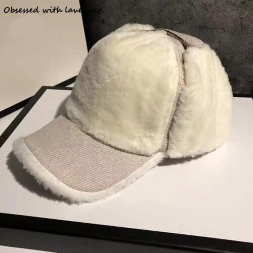 Obsessed with lavender.Hat women fall/winter Cap warm baseball cap ear protection Lei Feng Hat plush padded winter